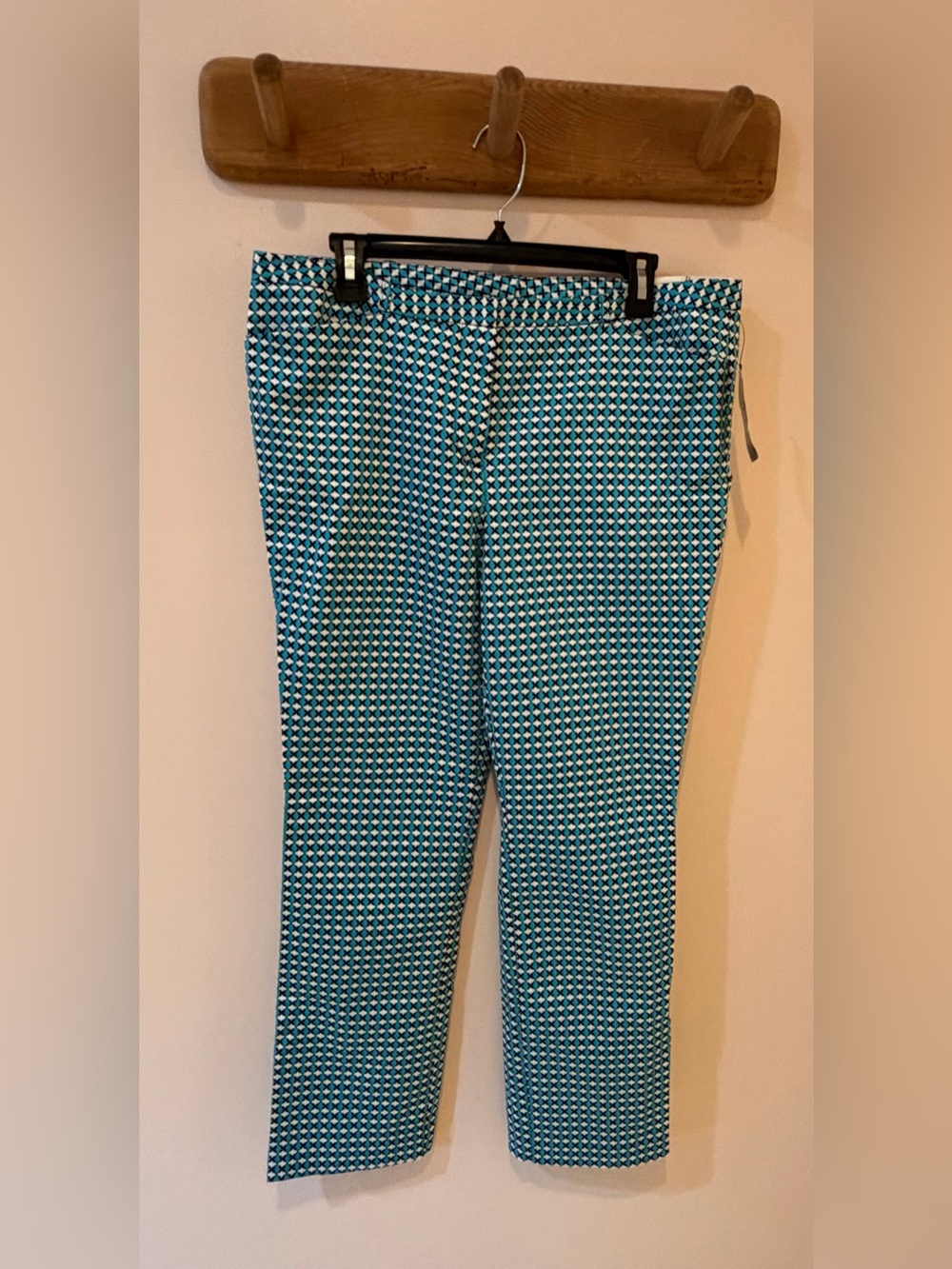 Worthington Turquoise, Black & White Geometric Ankle Pants - 12